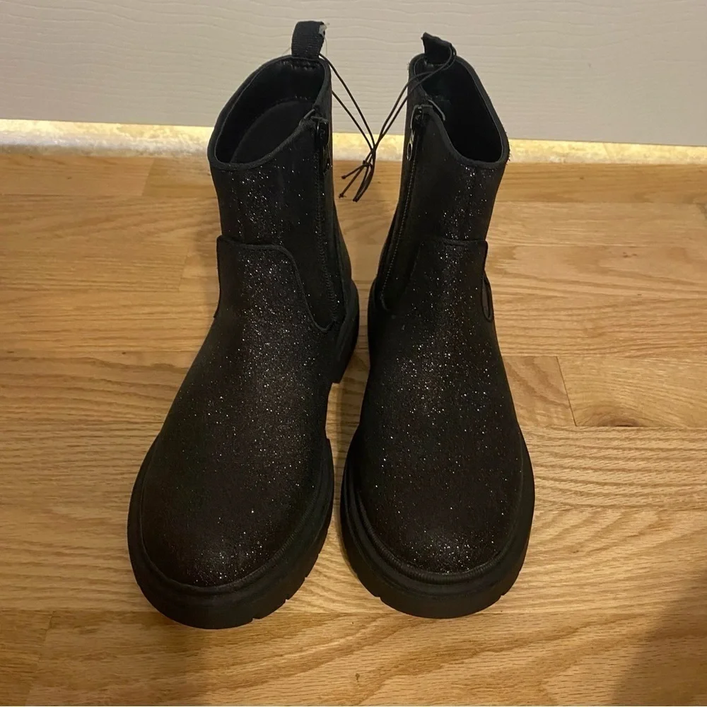 Art Class Glitter Boots Sz 3 Kids NEW Black Ankle Slip On Sparkle